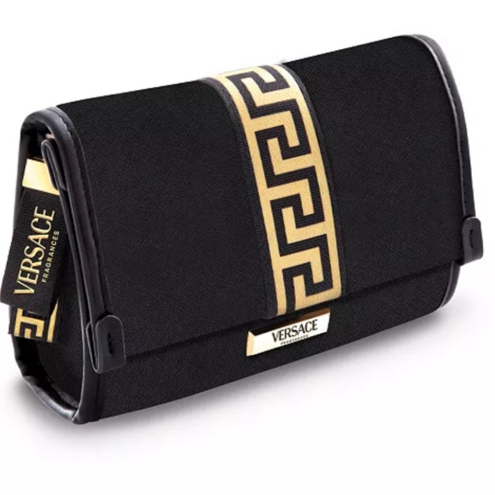 Versace Black and Gold Patterned Clutch